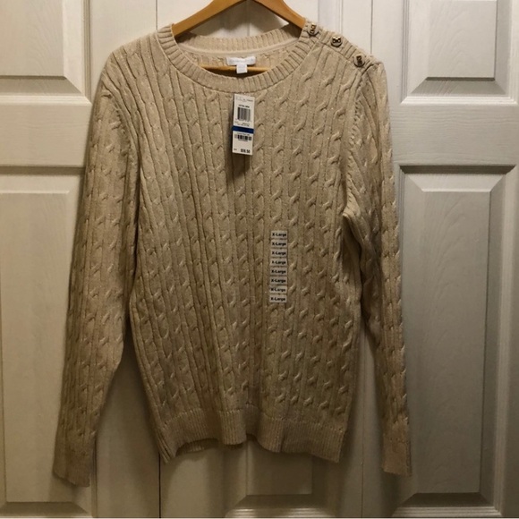 CHARTER CLUB GOLD CABLE KNIT SWEATER    NWT - Picture 3 of 11